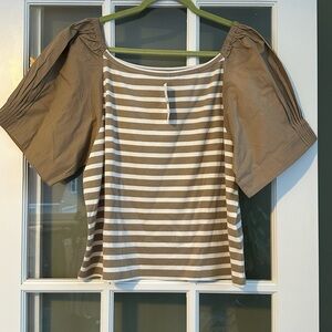 J. Crew Mixed Fabric Striped Top